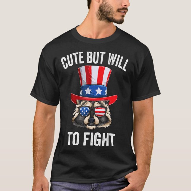 Patriotic Racoon American Flag Usa 4th Of July Wo T-Shirt (Front)