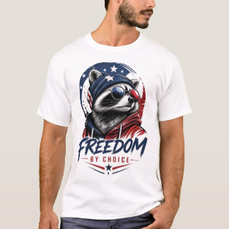 Patriotic Racoon Freedom Graphic T-Shirt