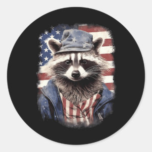 Patriotic Racoon Funny 4th Of July Independence D Classic Round Sticker