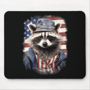 Patriotic Racoon Funny 4th Of July Independence D Mouse Pad