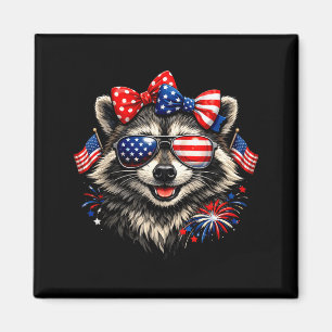 Patriotic racoon funny american flag bow 4th ofPa Magnet