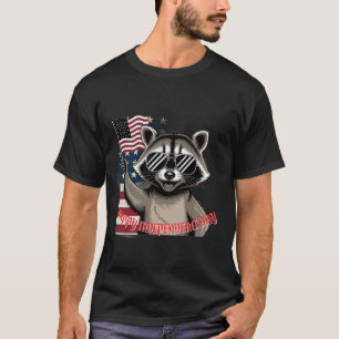 Patriotic Racoon Waving American Flag Custom T-Shirt