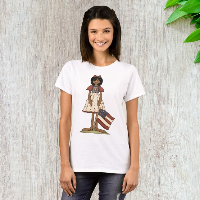 Patriotic Rag Doll Girl Americana Folk  T-Shirt (Creator Uploaded)