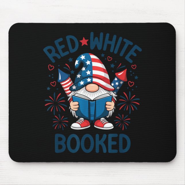 Patriotic Reader Red White Booked Firework Mouse Pad (Front)
