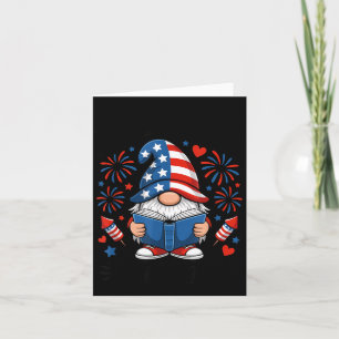 Patriotic Reading Gnome American Flag Book Card
