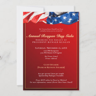 Patriotic Reagan Day Gala Republican Fundraiser Invitation
