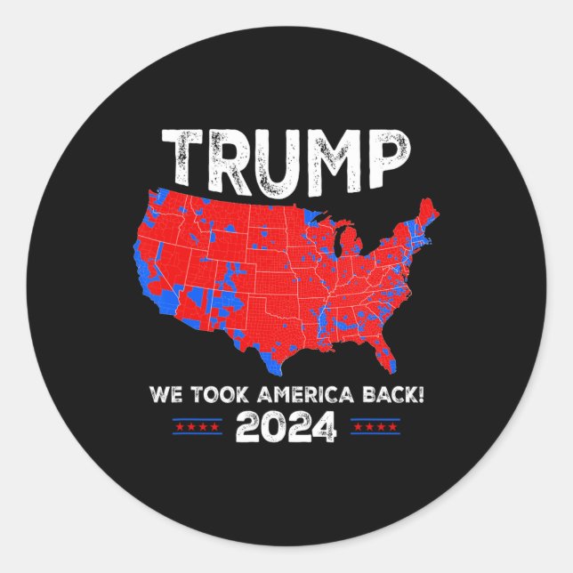 Patriotic Red And Blue Map  Classic Round Sticker (Front)