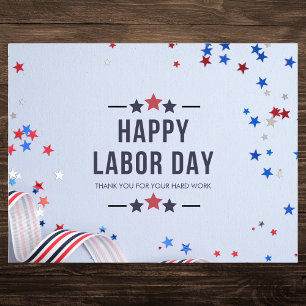 Patriotic Red and Blue Stars Labour Day Holiday Postcard