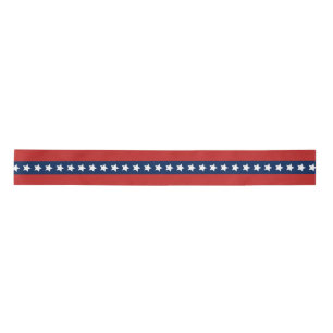 Patriotic Red and Blue Stripes with Stars Satin Ribbon