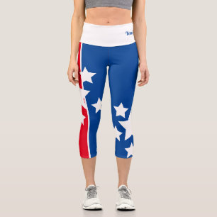 Patriotic Red Blue Name Quote Capri Leggings