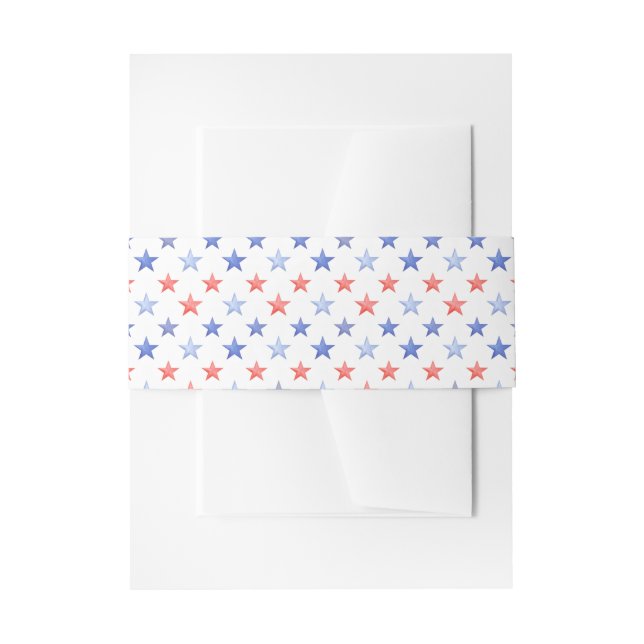 Patriotic Red & Blue Stars  Invitation Belly Band (Front Example)
