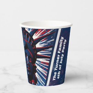 Patriotic Red Blue Statue of Liberty 4th of July Paper Cups