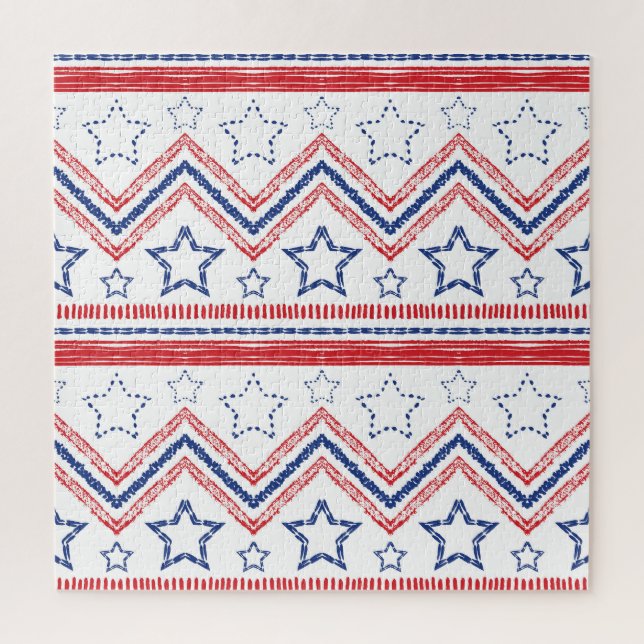 Patriotic red blue tribal, American symbols. Jigsaw Puzzle (Vertical)