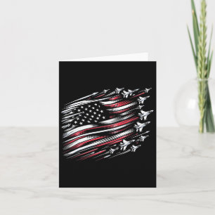 Patriotic Red Blue Us Flag Fighter Jets 4th Of Jul Card