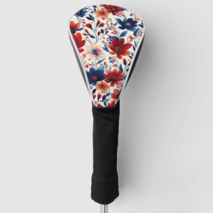 Patriotic Red Blue White Floral (10) Golf Head Cover