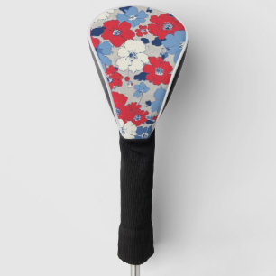 Patriotic Red Blue White Floral (12) Golf Head Cover
