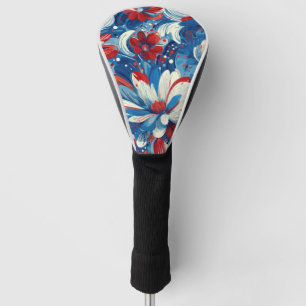 Patriotic Red Blue White Floral (8) Golf Head Cover