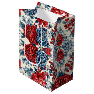 Patriotic Red Blue White Floral (9) Medium Gift Bag