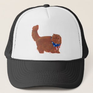 Patriotic Red Longhair Persian Cat Trucker Hat