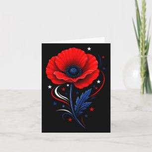 Patriotic Red Poppy Memorial Day Illustration Card