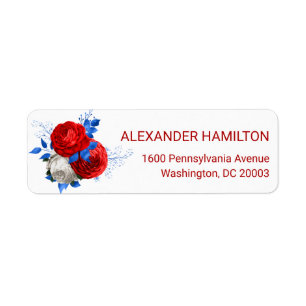 Patriotic Red Rose Bouquet Return Address Label
