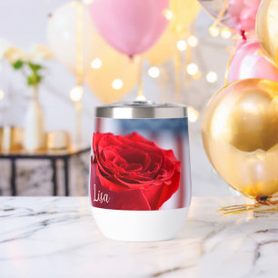 Patriotic Red Rose Personalised Wine Tumbler