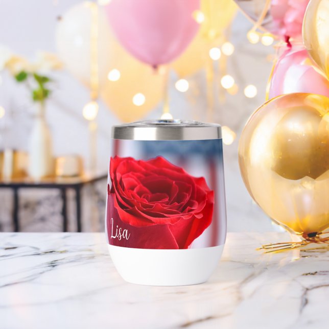 Patriotic Red Rose Personalised Wine Tumbler (Bachelor Party (Rotated))