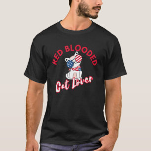 Patriotic Red White and Blue 4th Of July Cat T-Shirt