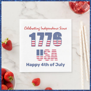 Patriotic Red White and Blue 4th of July  Napkin