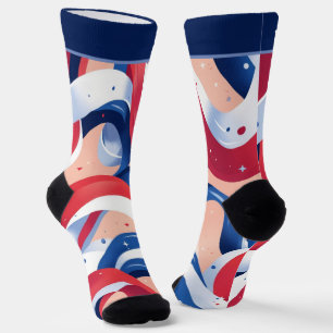 Patriotic Red White and Blue 4th of July Socks