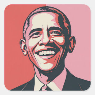 Patriotic Red, White and Blue Barack Obama Square Sticker