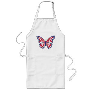 Patriotic Red White And Blue Butterfly Apron