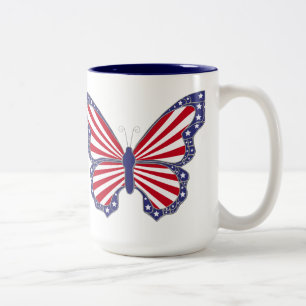 Patriotic Red White And Blue Butterfly Mug