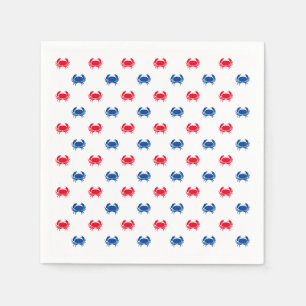 Patriotic Red white and blue crab pattern Napkin