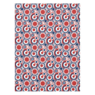 Patriotic Red White and Blue Fireworks Tablecloth