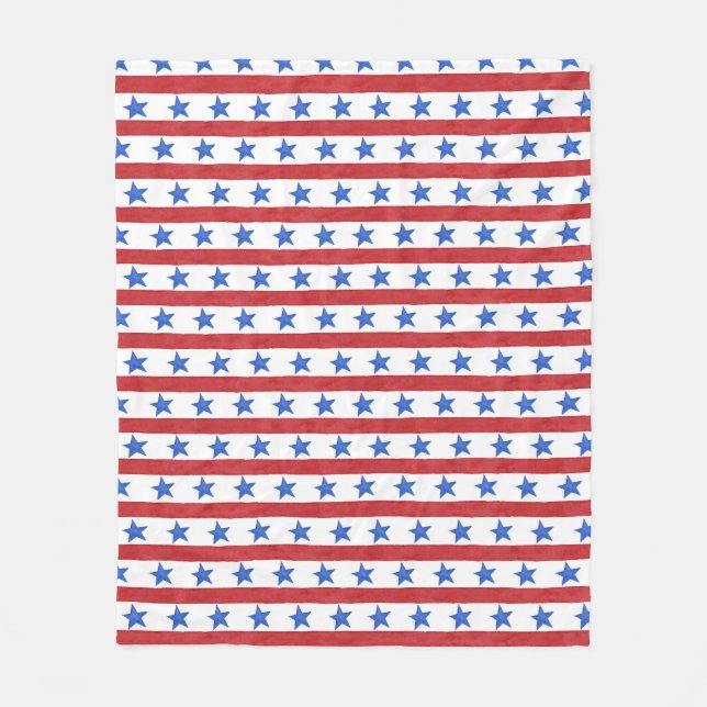 Patriotic Red white and blue Fleece Blanket (Front)