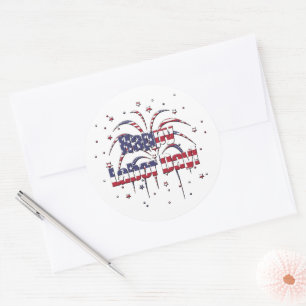 Patriotic Red White and Blue Happy Labour Day Classic Round Sticker