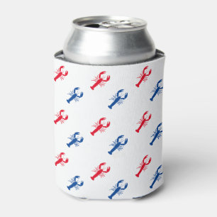 Patriotic Red white and blue lobster pattern Can Cooler