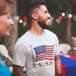 Patriotic Red White and Blue Men's Trendy T-Shirt