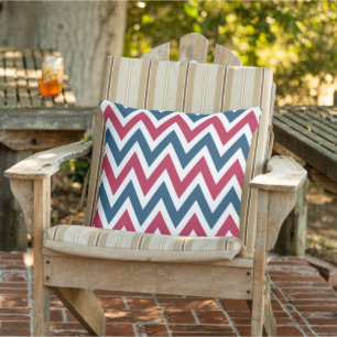 Patriotic Red White and Blue Outdoor Cushion