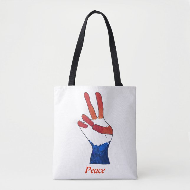 Patriotic Red White and Blue Peace Sign Hand Bags (Front)