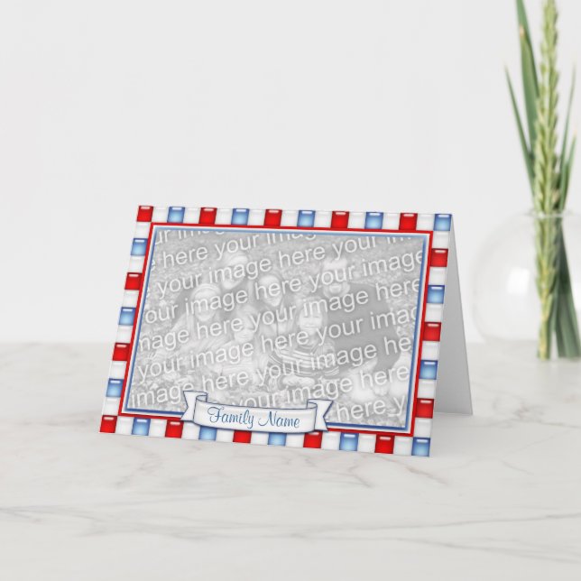 Patriotic Red, White and Blue Photo Frame Card (Front)