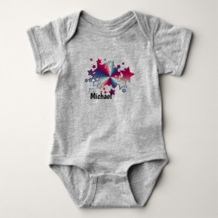 Patriotic Red White and Blue Stars America Baby Bodysuit