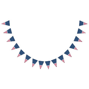 Patriotic red white and blue stars and stripes bunting