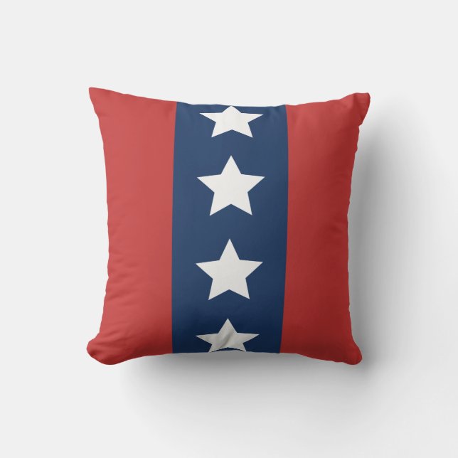 Patriotic Red White and Blue Stars and Stripes Outdoor Cushion (Front)