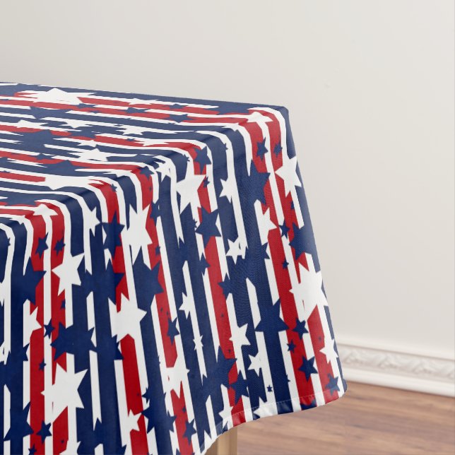 Patriotic Red, White and Blue Stars and Stripes  Tablecloth (In Situ)