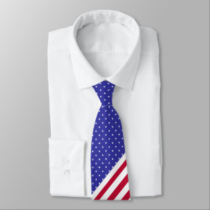 Patriotic Red White and Blue Stars and Stripes Tie