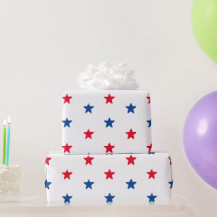 Patriotic red white and blue stars pattern gift wrapping paper