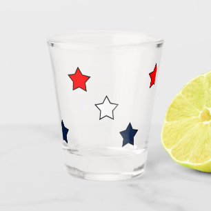 Patriotic Red White and Blue Stars Shot Glass