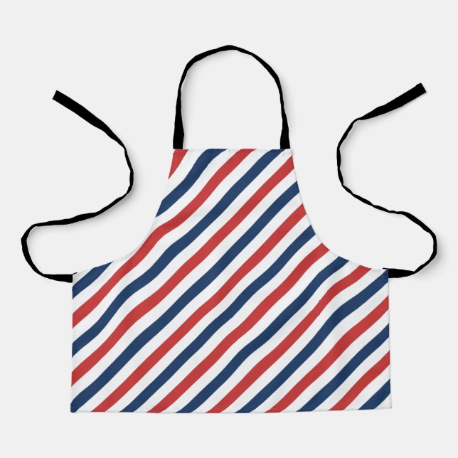 Patriotic Red White and Blue Stripes Apron (Front)